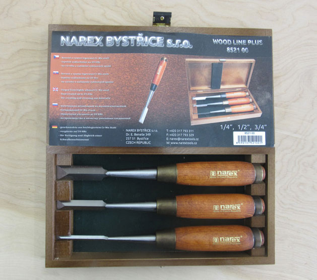 Narex 852100 3 Piece Set Japanese Style Dovetail Chisels 1/4, 1/2, 3/4